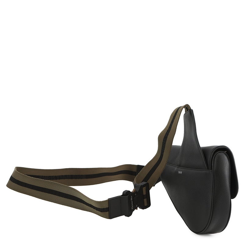 クリスチャン・ディオール ボディバッグ サドルバッグ 刺繍ロゴ Christian Dior 黒