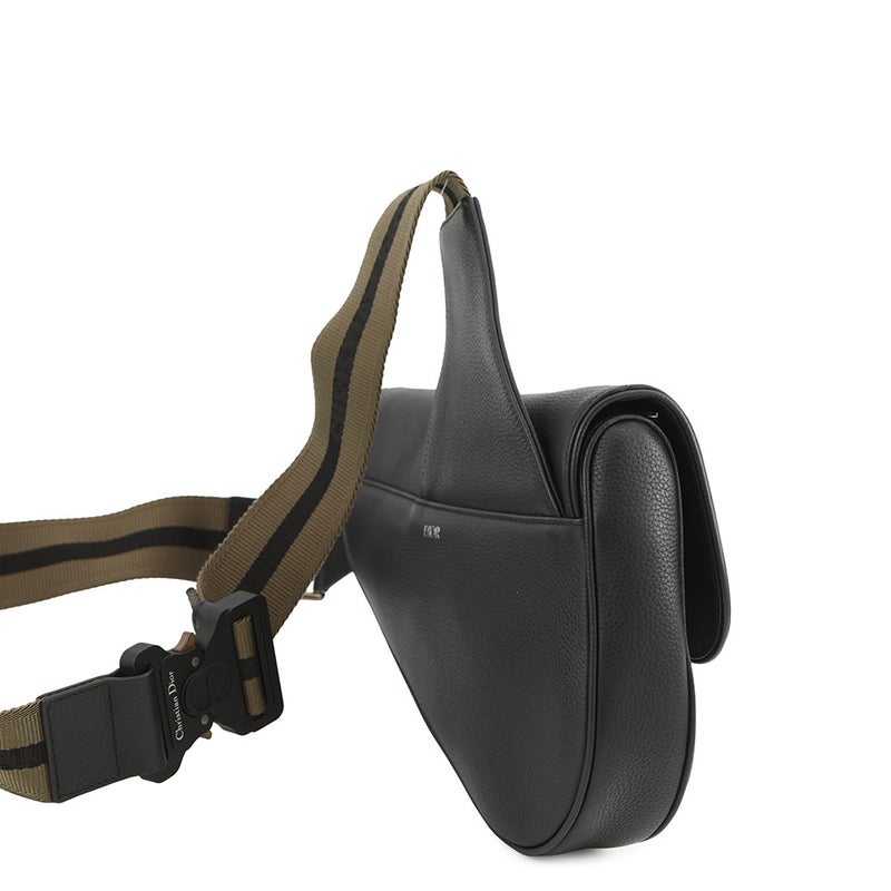 クリスチャン・ディオール ボディバッグ サドルバッグ 刺繍ロゴ Christian Dior 黒