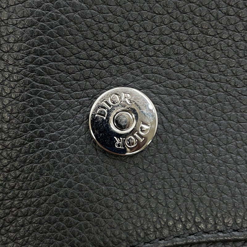 クリスチャン・ディオール ボディバッグ サドルバッグ 刺繍ロゴ Christian Dior 黒