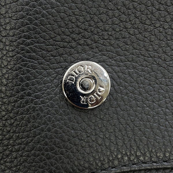 クリスチャン・ディオール ボディバッグ サドルバッグ 刺繍ロゴ Christian Dior 黒