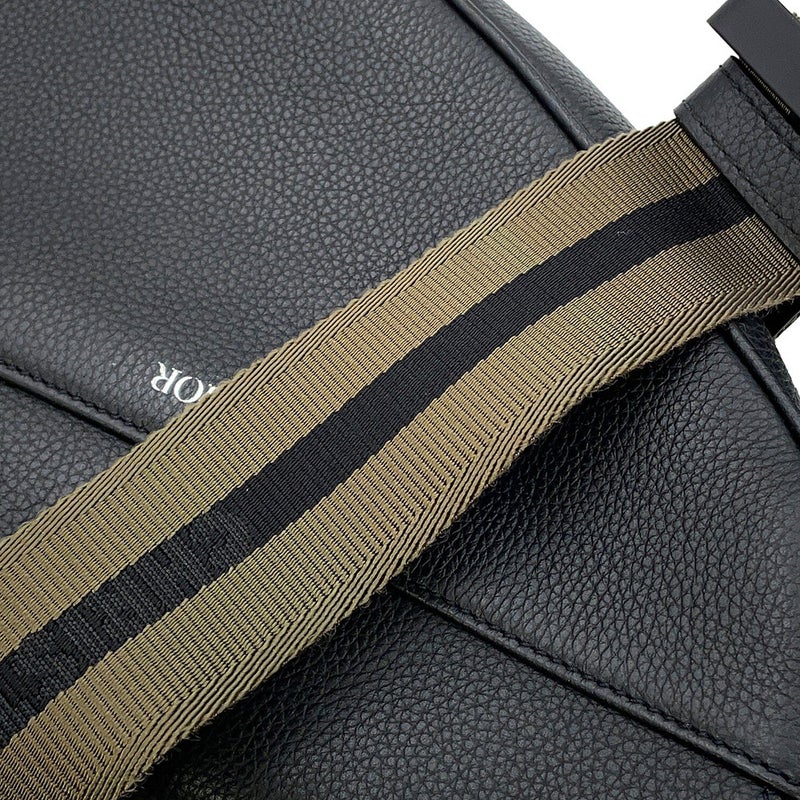 クリスチャン・ディオール ボディバッグ サドルバッグ 刺繍ロゴ Christian Dior 黒