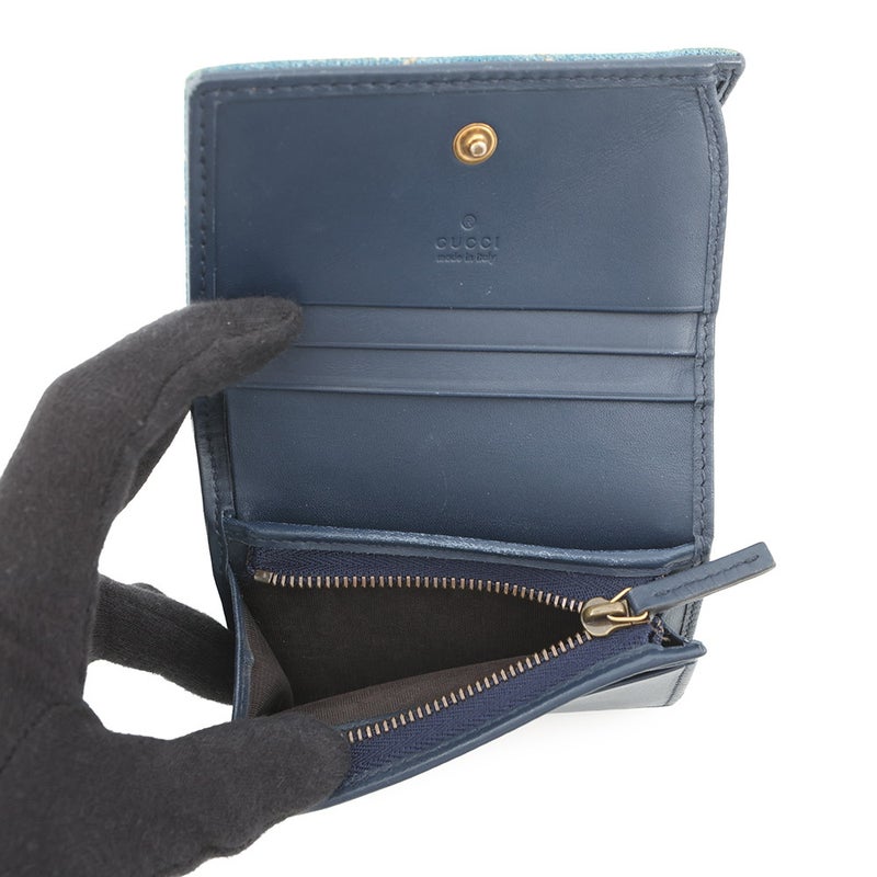 グッチ 二つ折り財布 GGマーモント ダブルG ミニウォレット 466492 GUCCI 財布 シェブロン キルティング カードケース 花 刺