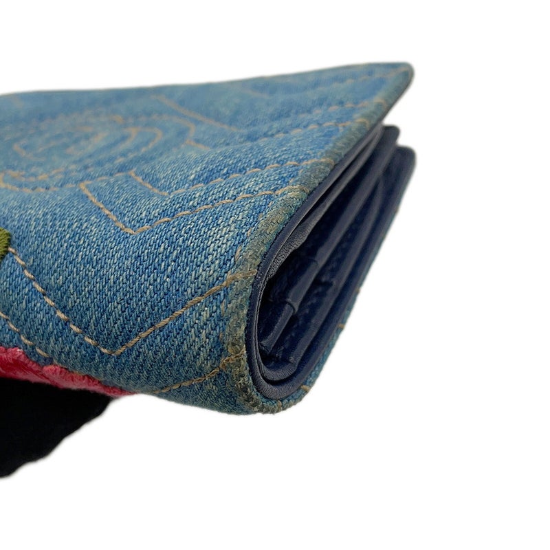 グッチ 二つ折り財布 GGマーモント ダブルG ミニウォレット 466492 GUCCI 財布 シェブロン キルティング カードケース 花 刺