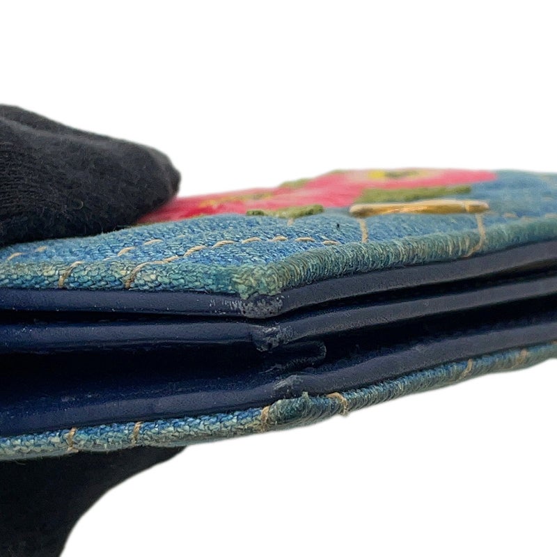 グッチ 二つ折り財布 GGマーモント ダブルG ミニウォレット 466492 GUCCI 財布 シェブロン キルティング カードケース 花 刺