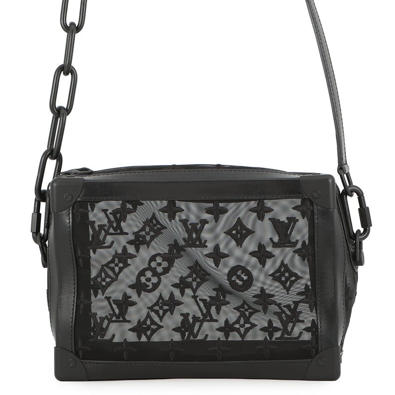 ルイヴィトン ショルダーバッグ モノグラム・メッシュ/レザー ソフトトランク M53964 ヴィトン バッグ 刺繍 ブラック 黒 2019年秋冬
