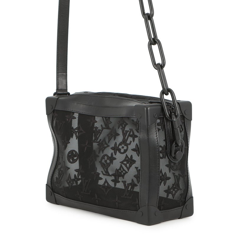 ルイヴィトン ショルダーバッグ モノグラム・メッシュ/レザー ソフトトランク M53964 ヴィトン バッグ 刺繍 ブラック 黒 2019年秋冬