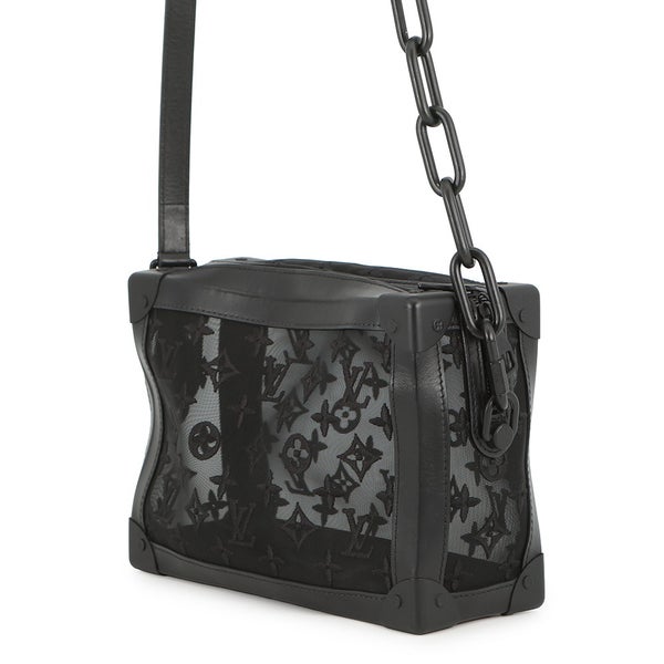 ルイヴィトン ショルダーバッグ モノグラム・メッシュ/レザー ソフトトランク M53964 ヴィトン バッグ 刺繍 ブラック 黒 2019年秋冬