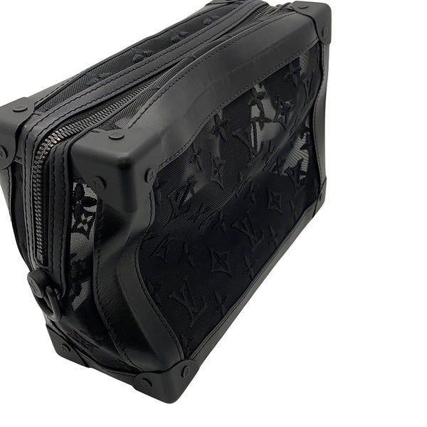 ルイヴィトン ショルダーバッグ モノグラム・メッシュ/レザー ソフトトランク M53964 ヴィトン バッグ 刺繍 ブラック 黒 2019年秋冬