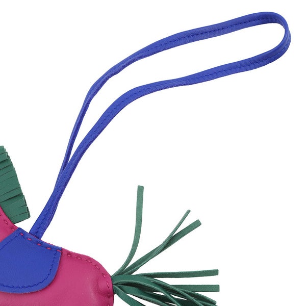 エルメス バッグチャーム ロデオ MM ローズパープル/ブルーエレクトリック/マラカイト ラムスキン A刻印