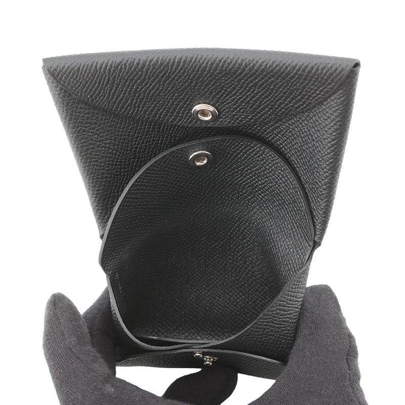 エルメス コインケース カルヴィ デュオ ブラック/シルバー金具 エプソン W刻印 財布 黒