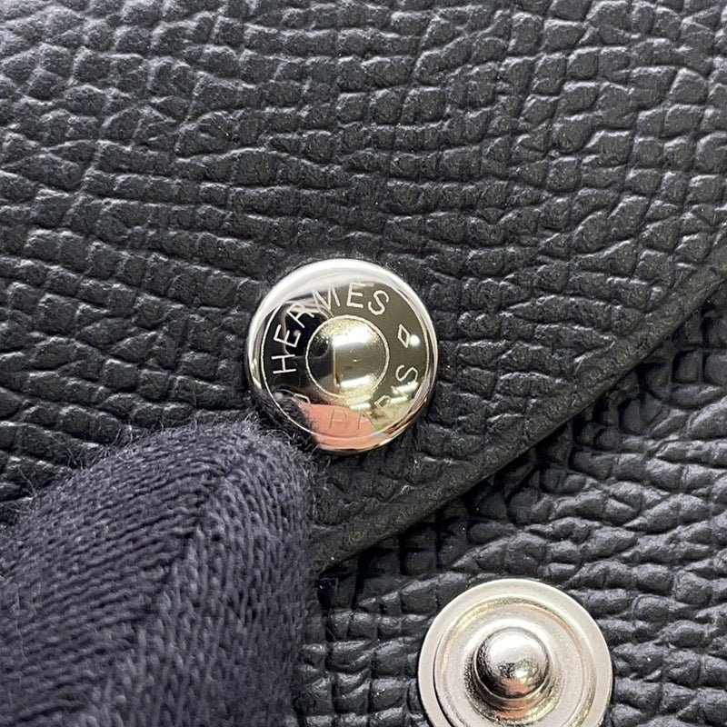 エルメス コインケース カルヴィ デュオ ブラック/シルバー金具 エプソン W刻印 財布 黒