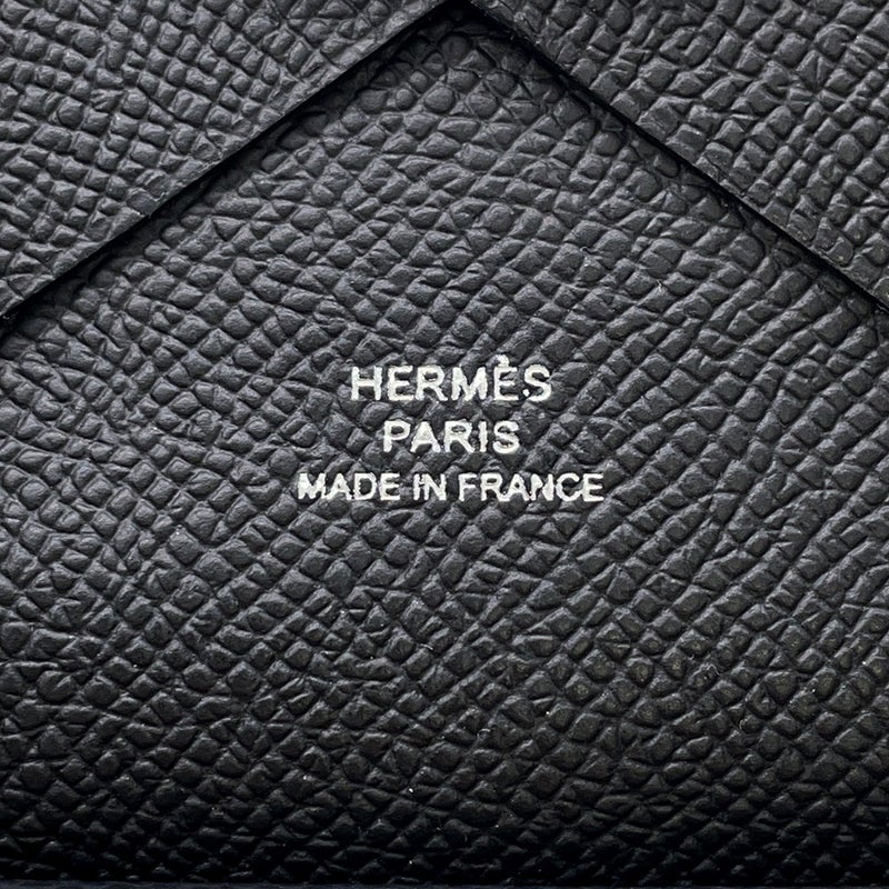 エルメス コインケース カルヴィ デュオ ブラック/シルバー金具 エプソン W刻印 財布 黒