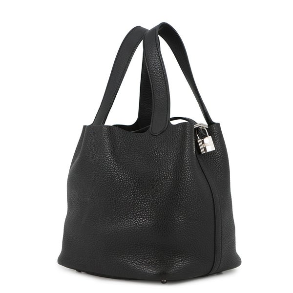 エルメス ハンドバッグ ピコタンロックMM ブラック/シルバー金具 トリヨンクレマンス A刻印 黒