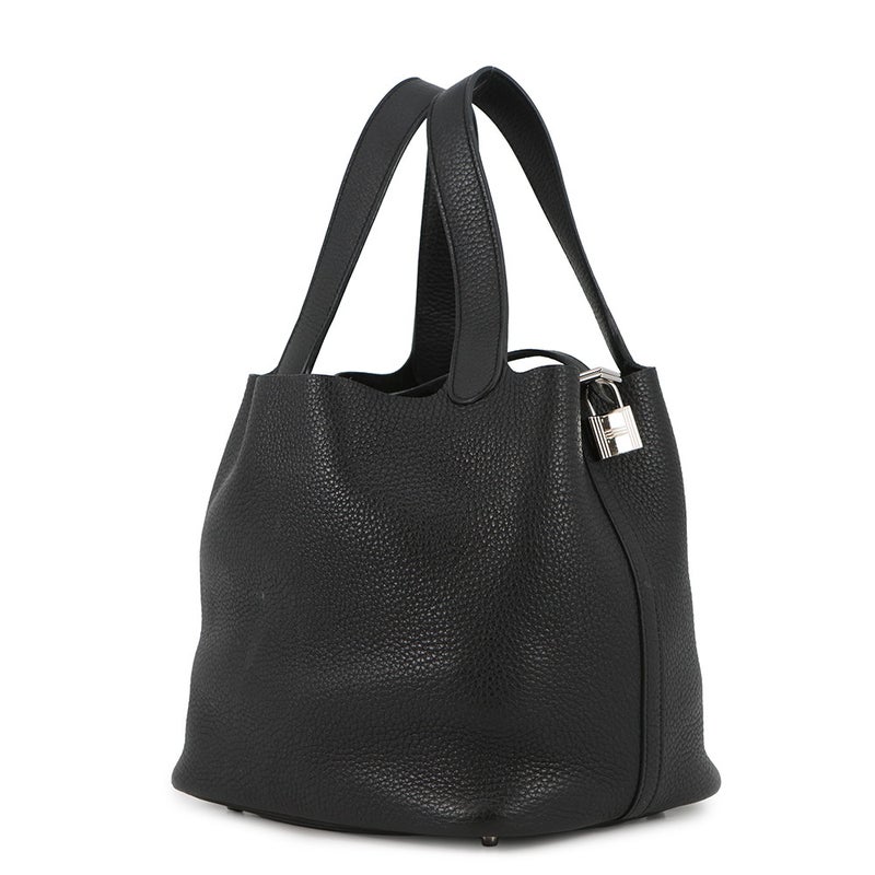 エルメス ハンドバッグ ピコタンロックMM ブラック/シルバー金具 トリヨンクレマンス A刻印 黒