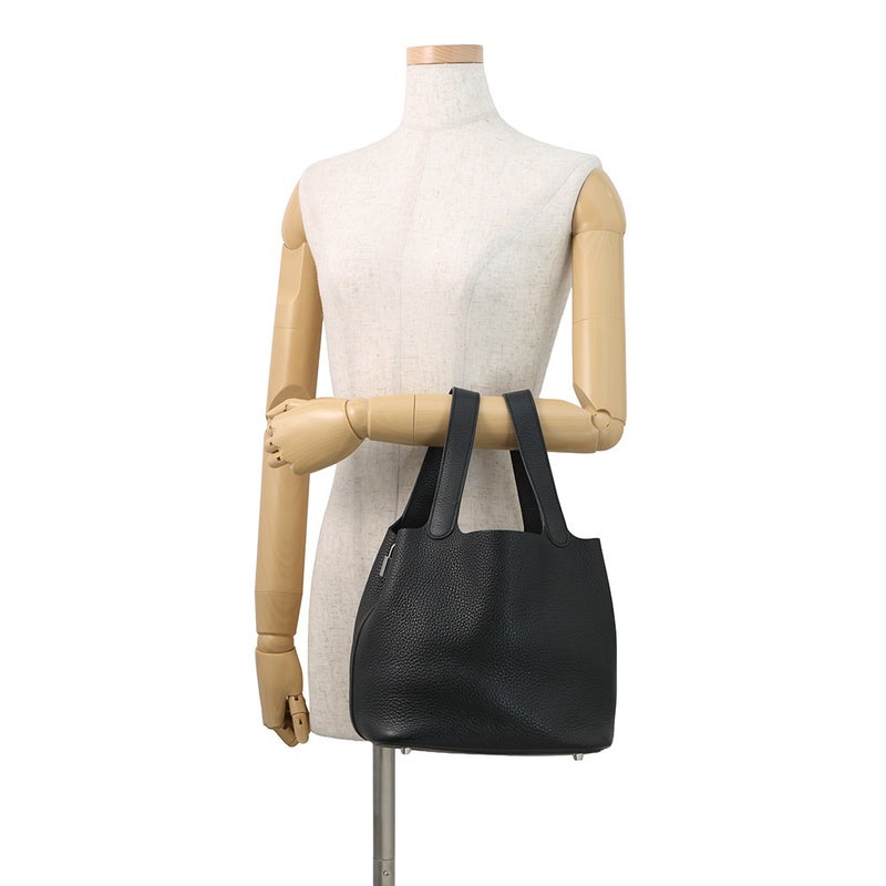 エルメス ハンドバッグ ピコタンロックMM ブラック/シルバー金具 トリヨンクレマンス A刻印 黒