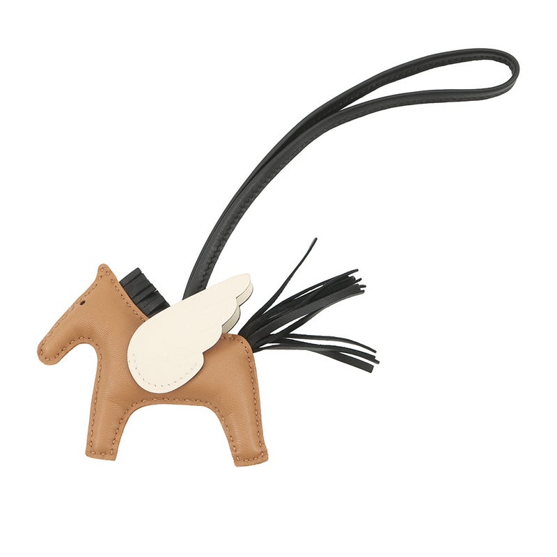 エルメス バッグチャーム ロデオPM ペガサス チャイ/ナタ/ブラック ラムスキン B刻印 HERMES