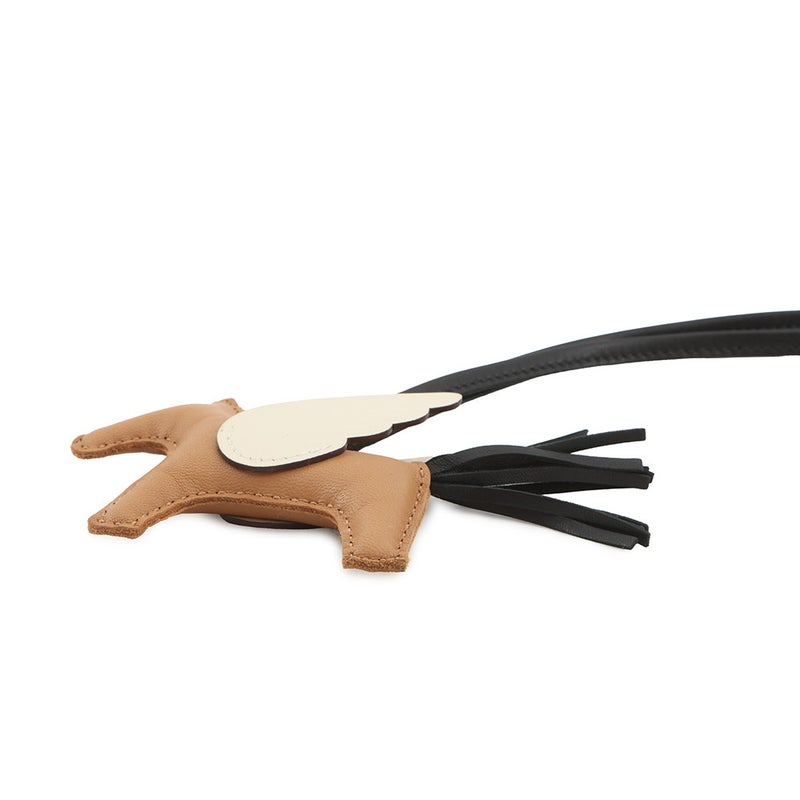 エルメス バッグチャーム ロデオPM ペガサス チャイ/ナタ/ブラック ラムスキン B刻印 HERMES