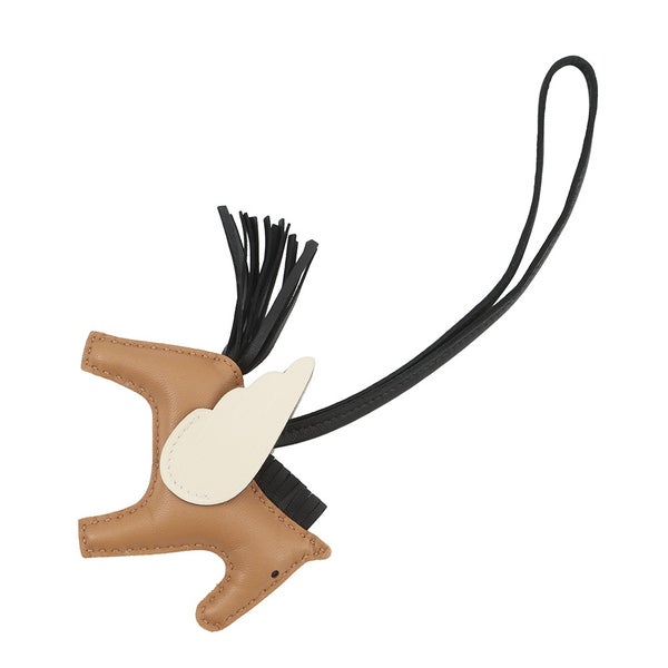 エルメス バッグチャーム ロデオPM ペガサス チャイ/ナタ/ブラック ラムスキン B刻印 HERMES