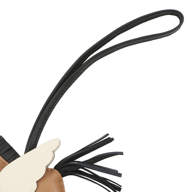 エルメス バッグチャーム ロデオPM ペガサス チャイ/ナタ/ブラック ラムスキン B刻印 HERMES