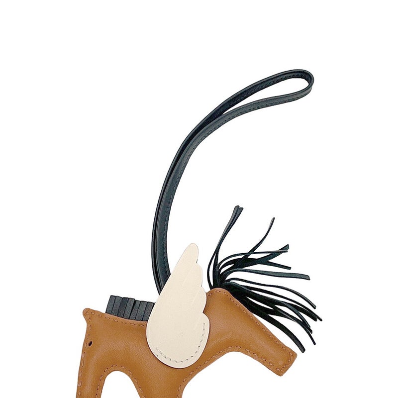 エルメス バッグチャーム ロデオPM ペガサス チャイ/ナタ/ブラック ラムスキン B刻印 HERMES