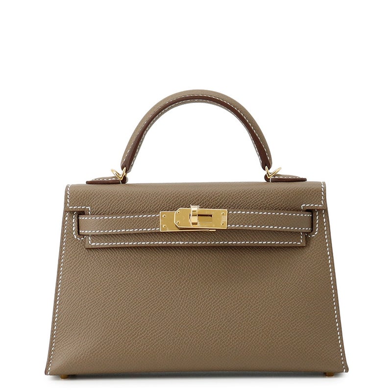エルメス ミニケリー2 外縫い エトゥープ/ゴールド金具 エプソン K刻印 ２wayショルダー