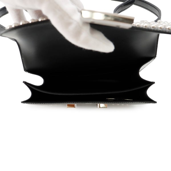 エルメス ミニ コンスタンス3 ミロワール  クルーテ ブラック/シルバー金具 ボックスカーフ W刻印 黒