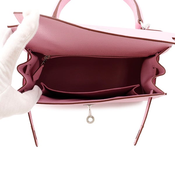 エルメス ハンドバッグ ケリー25 外縫い モーヴシルベストル/シルバー金具 エプソン K刻印 ２wayショルダー