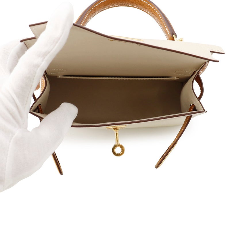 エルメス ミニケリー2 外縫い クレ/ゴールド/ゴールド金具 エプソン K刻印 ２wayショルダー SPO