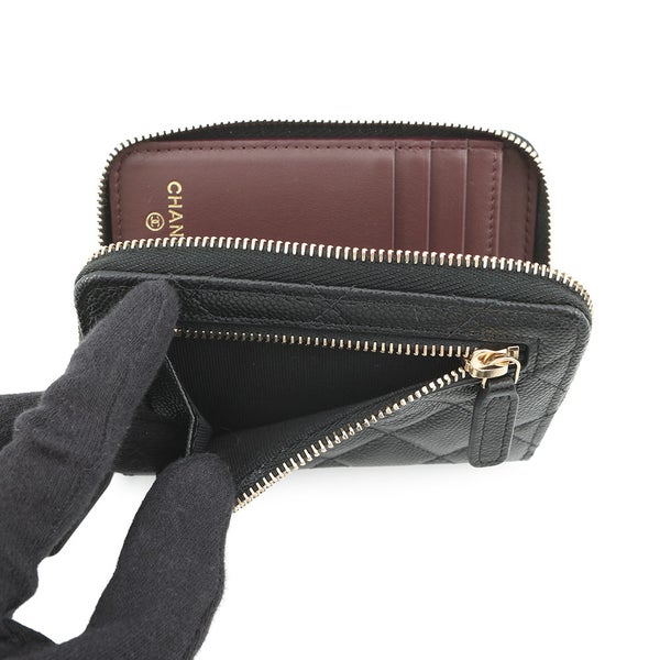 シャネル 二つ折り財布 マトラッセ ココマーク スモールウォレット キャビアスキン AP4652 CHANEL 黒