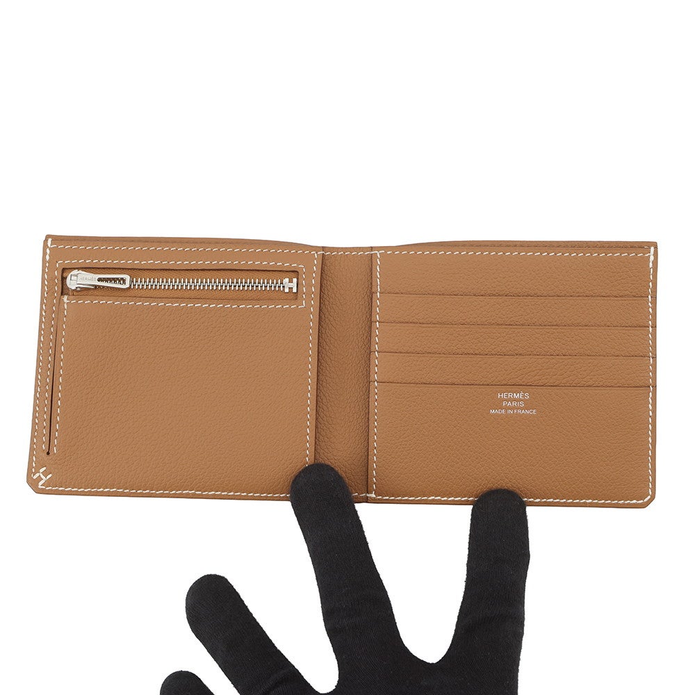 エルメス 二つ折り財布 Hセリエ コンパクト ゴールド/シルバー金具
