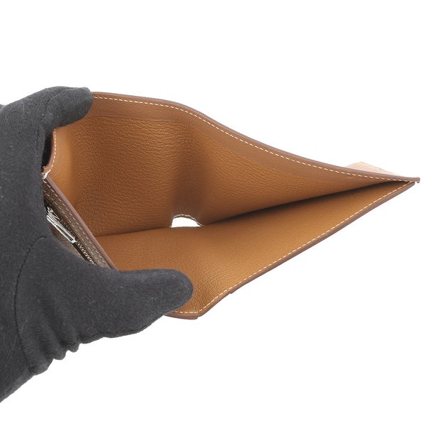 エルメス 二つ折り財布 Hセリエ コンパクト ゴールド/シルバー金具 エバーカラー W刻印 HERMES