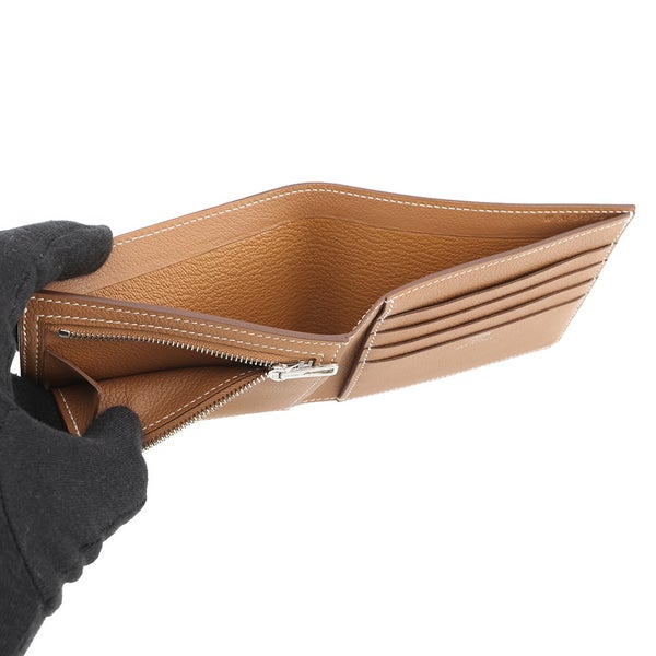 エルメス 二つ折り財布 Hセリエ コンパクト ゴールド/シルバー金具 エバーカラー W刻印 HERMES
