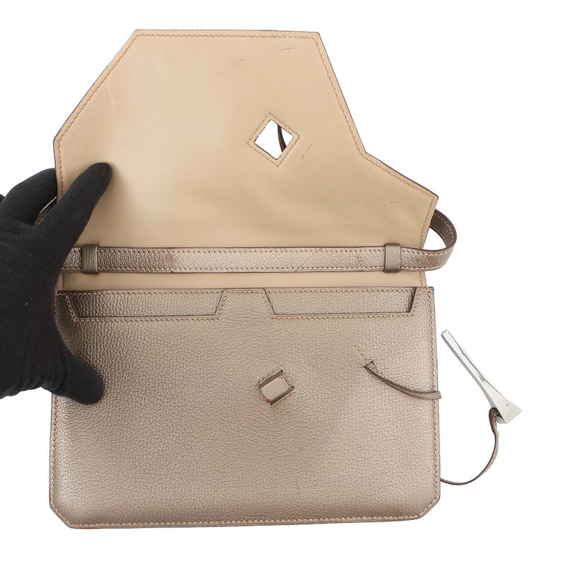 エルメス ショルダーバッグ エンベローブ ゴールド/シルバー金具 シェブルミゾル □I刻印 HERMES バッグ