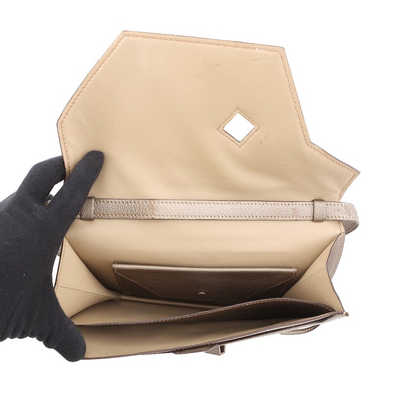 エルメス ショルダーバッグ エンベローブ ゴールド/シルバー金具 シェブルミゾル □I刻印 HERMES バッグ