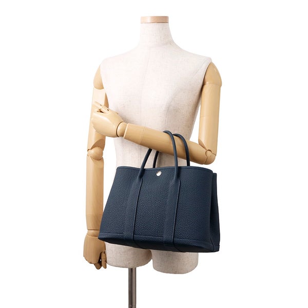 エルメス トートバッグ ガーデンパーティTPM ブルードプリュス/シルバー金具 ネゴンダ K刻印