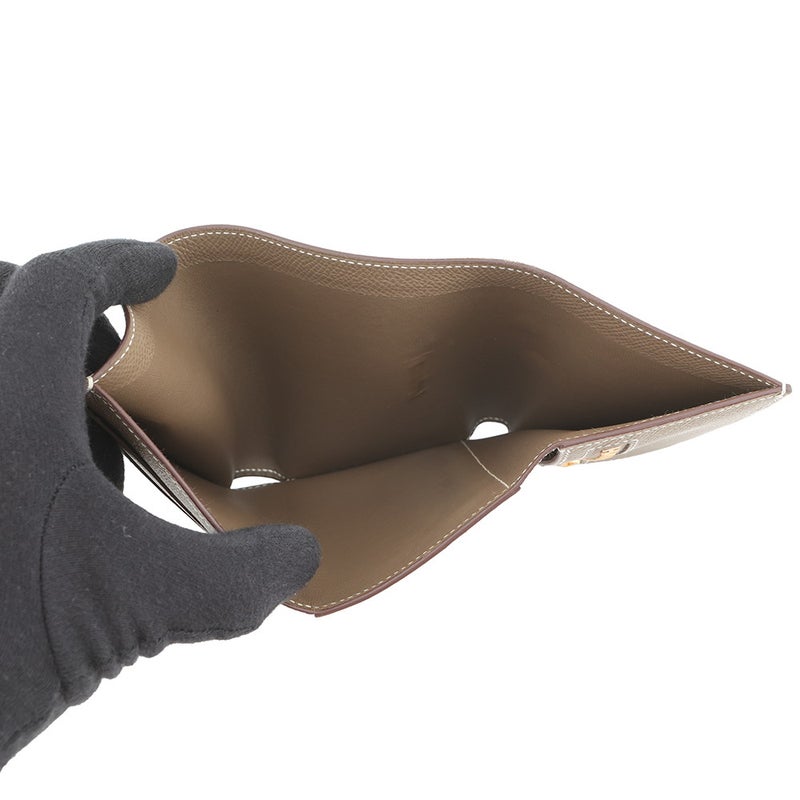 エルメス 三つ折り財布 ベアンコンビネ エトゥープ/ゴールド金具 エプソン B刻印 財布