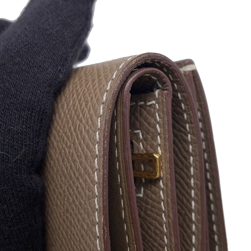 エルメス 三つ折り財布 ベアンコンビネ エトゥープ/ゴールド金具 エプソン B刻印 財布