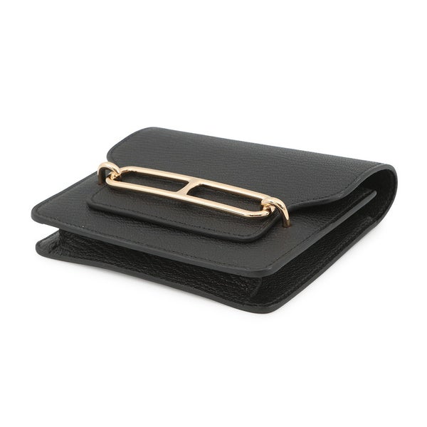 エルメス 財布 ロウリス ルリ スリム ブラック/ゴールド金具 シェブルミゾル B刻印 財布 黒