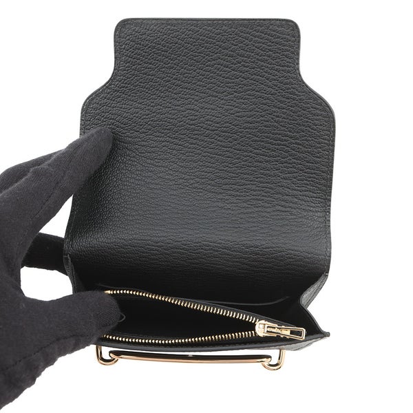 エルメス 財布 ロウリス ルリ スリム ブラック/ゴールド金具 シェブルミゾル B刻印 財布 黒