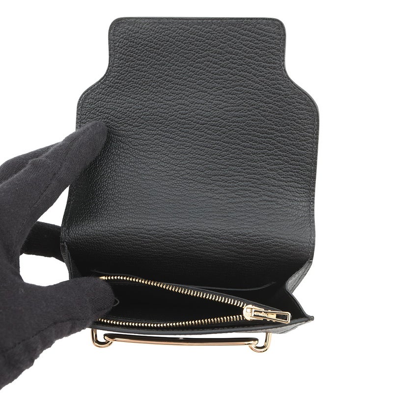 エルメス 財布 ロウリス ルリ スリム ブラック/ゴールド金具 シェブルミゾル B刻印 財布 黒