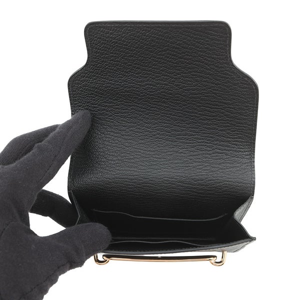 エルメス 財布 ロウリス ルリ スリム ブラック/ゴールド金具 シェブルミゾル B刻印 財布 黒