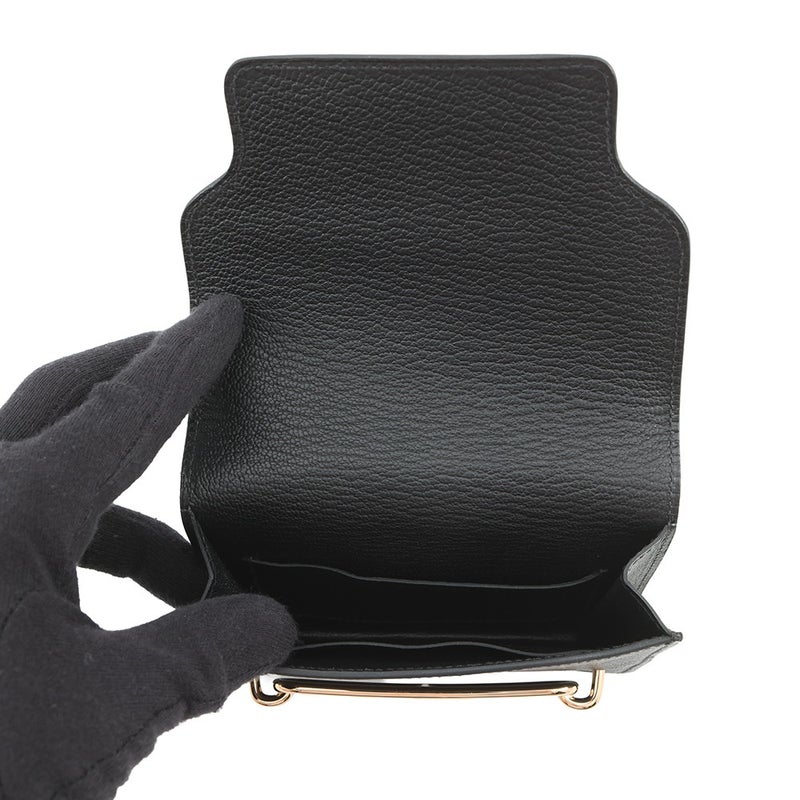 エルメス 財布 ロウリス ルリ スリム ブラック/ゴールド金具 シェブルミゾル B刻印 財布 黒