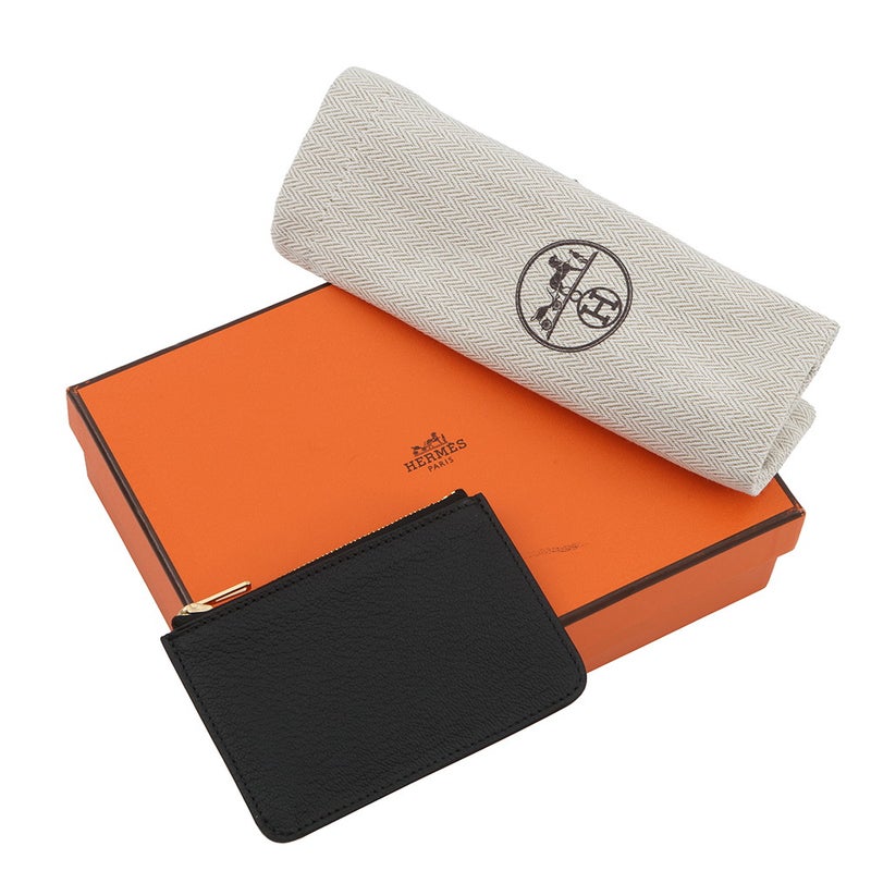 エルメス 財布 ロウリス ルリ スリム ブラック/ゴールド金具 シェブルミゾル B刻印 財布 黒