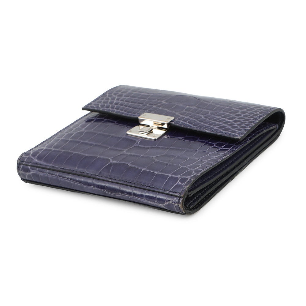 ☆エルメス 三つ折り財布 クリック12 ネイビー/シルバー金具