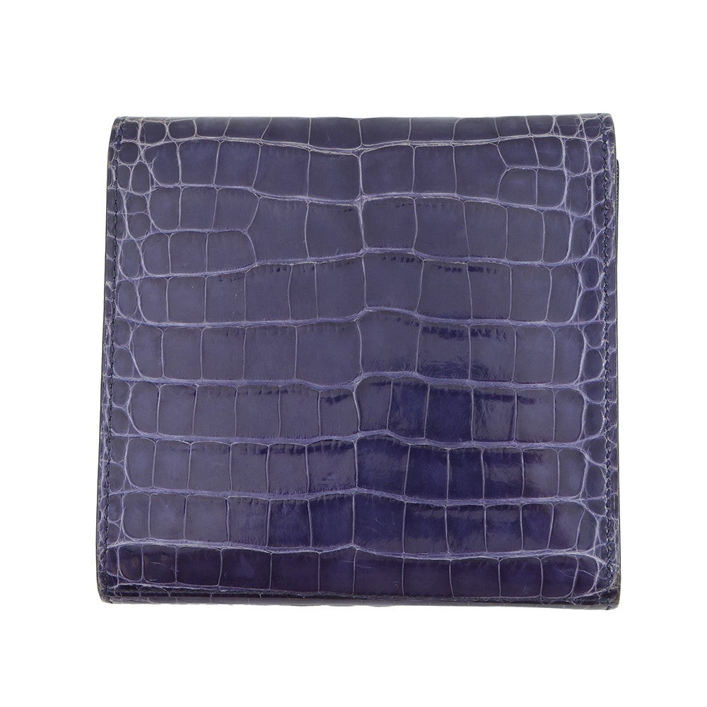 エルメス 三つ折り財布 クリック12 ネイビー/シルバー金具アリゲーターマット Z刻印 財布 エルメス 三つ折り財布 クリック12 ネイビー/シルバー金具アリゲーター
