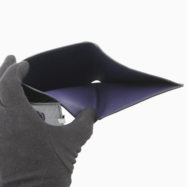 エルメス 三つ折り財布 クリック12 ネイビー/シルバー金具アリゲーターマット Z刻印 財布