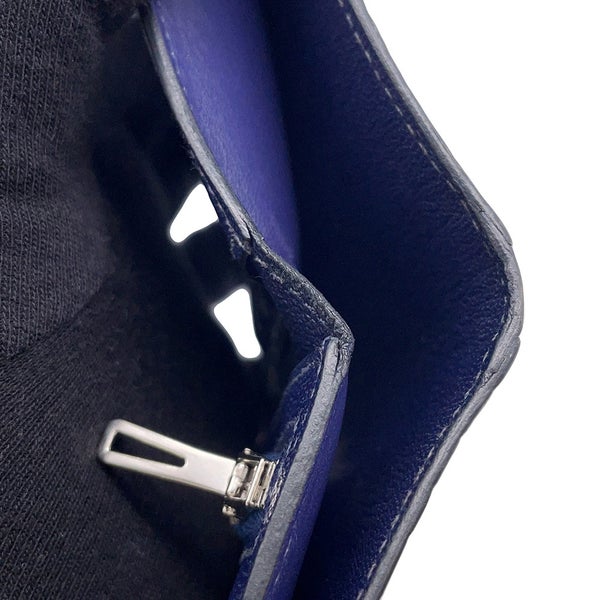 エルメス 三つ折り財布 クリック12 ネイビー/シルバー金具アリゲーターマット Z刻印 財布