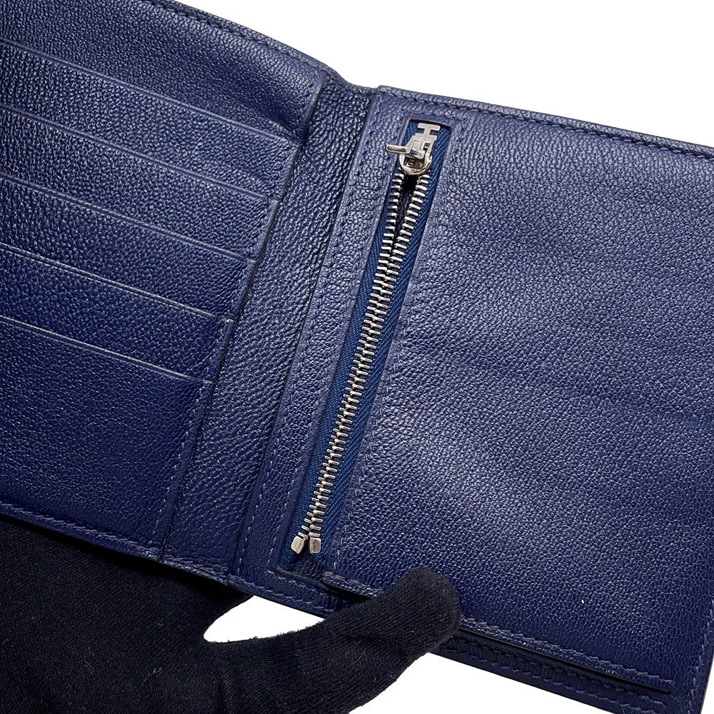 エルメス 三つ折り財布 クリック12 ネイビー/シルバー金具アリゲーターマット Z刻印 財布 エルメス 三つ折り財布 クリック12 ネイビー/シルバー金具アリゲーター