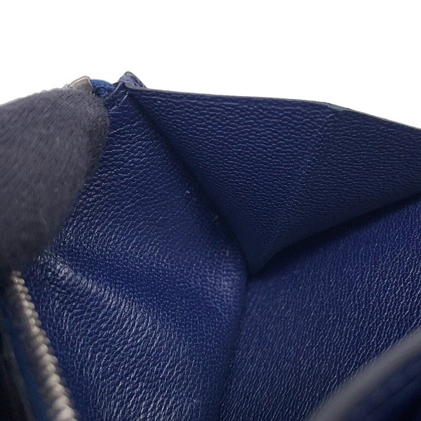 エルメス 三つ折り財布 クリック12 ネイビー/シルバー金具アリゲーターマット Z刻印 財布