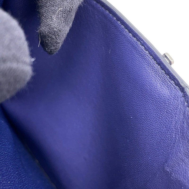 エルメス 三つ折り財布 クリック12 ネイビー/シルバー金具アリゲーターマット Z刻印 財布